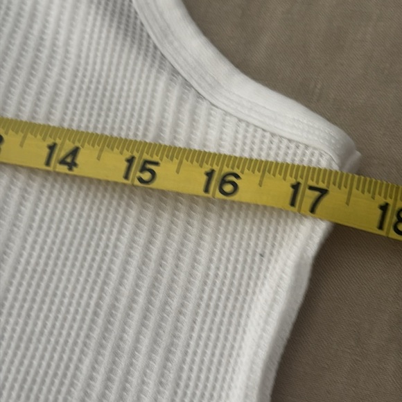 Aerie White Ribbed Tank Top with Button Detail - Picture 7 of 8